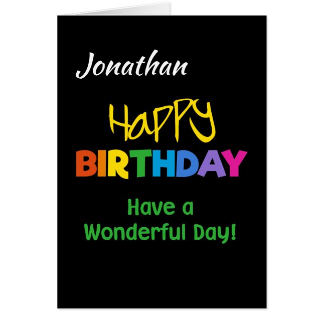 Custom Front Rainbow Colours on Black Birthday (Front)
