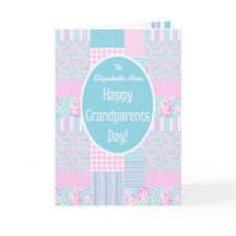 Custom Front Rose Patchwork Grandparents Day Card