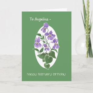 Custom Front Violets, February Birthday Card