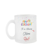 Custom Frosted Glass Mug - Elegant Birthday Gift