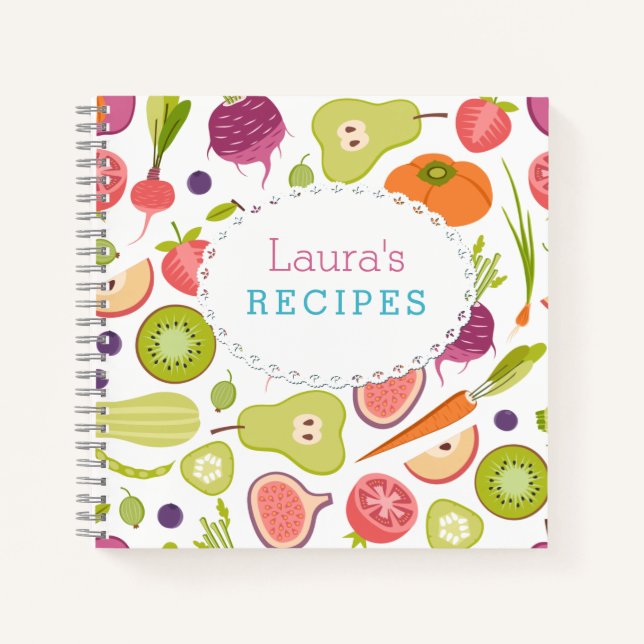 Custom Fruit and Vegetables Blank Recipe Book (Front)