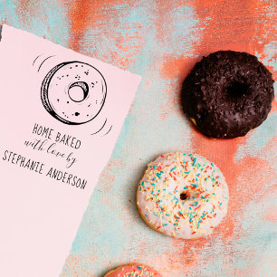 Custom Fuchsia Hand-drawn Doughnut Home Baked Self-inking Stamp