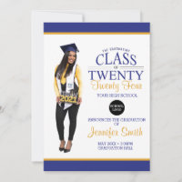 Custom Full Body Photo Blue and Yellow Graduation