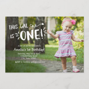 Custom Full Photo Girl First Birthday Invitation