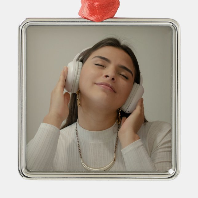 Custom Full Photo Modern   Metal Ornament (Front)