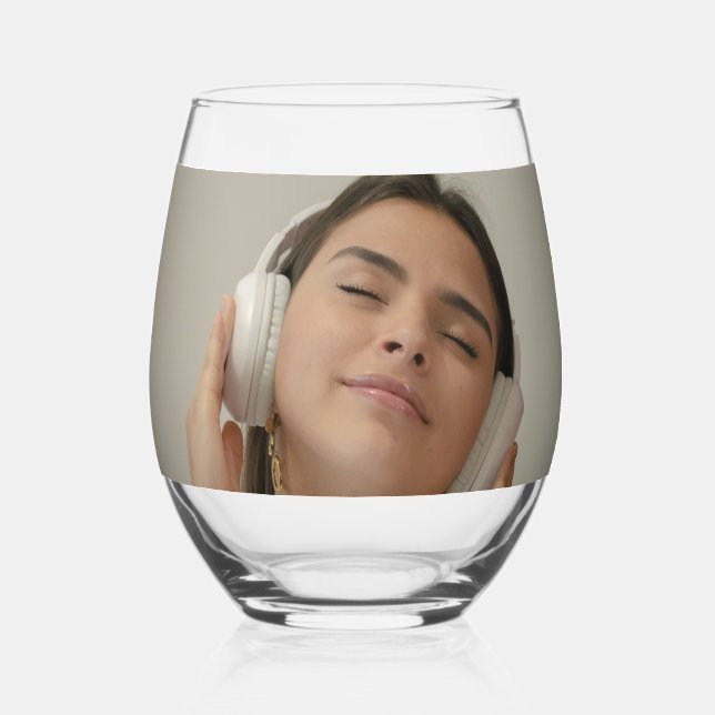 Custom Full Photo Modern  Stemless Wine Glass (Front)