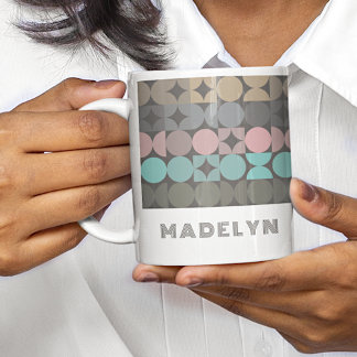 Custom Fun Abstract Circles Squares Popart Pattern Coffee Mug