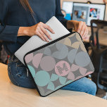 Custom Fun Abstract Circles Squares Popart Pattern Laptop Sleeve<br><div class="desc">Elegant, stylish, and eclectic minimalism contemporary design with room to customise with name monogram or initials of your choice. Perfect for the artistic hip trendsetter, vintage retro art style, or abstract digital geometric motif lover. The beautiful contemporary aqua blue, mint green, grey beige, mauve taupe, and blush pink coloured geometric...</div>