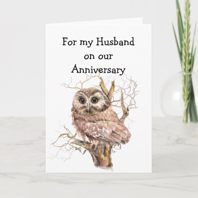 Custom Fun Anniversary Owl always Love You Card (Front)