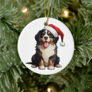 Custom Fun Bernese Mountain Dog Ceramic Ornament