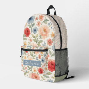 Custom Fun Classy Shabby French Floral Art Pattern Printed Backpack