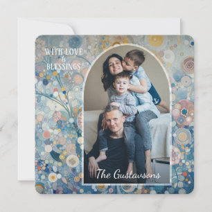 Custom Fun Colorful Abstract Snowflakes Floral Art Holiday Card