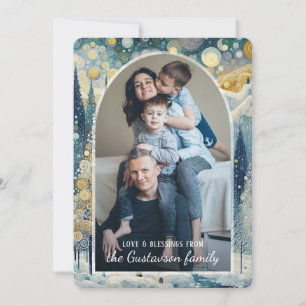 Custom Fun Colorful Abstract Winter Wonderland Art Holiday Card