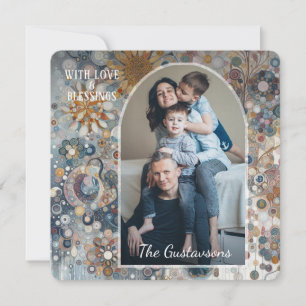 Custom Fun Colourful Abstract Snowflakes Floral Ar Holiday Card