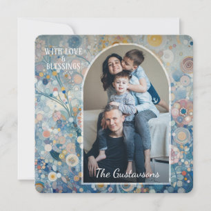 Custom Fun Colourful Abstract Snowflakes Floral Ar Holiday Card