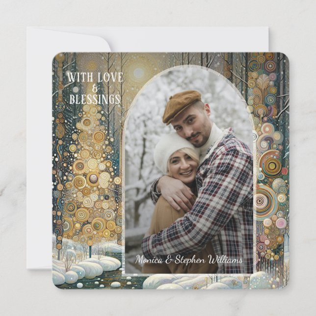 Custom Fun Colourful Abstract Winter Wonderland Ar Holiday Card (Front)