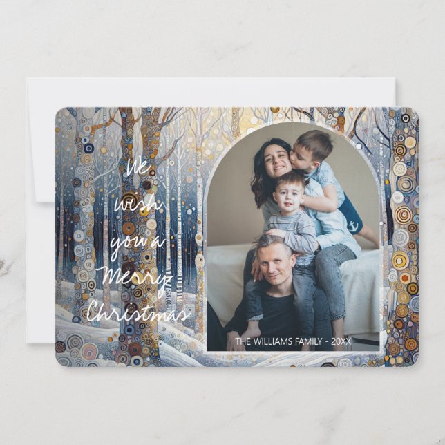 Custom Fun Colourful Abstract Winter Wonderland Ar Holiday Card (Front)