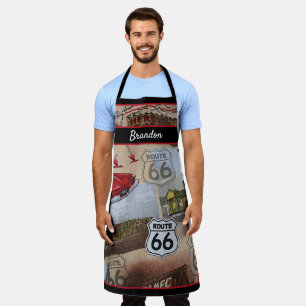 Custom Fun Colourful Route 66 Car Collage Pattern Apron