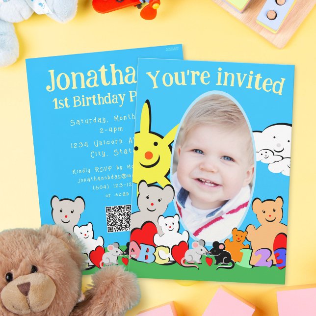 Custom Fun Cute Animals Birthday Party Invitation (Creator Uploaded)