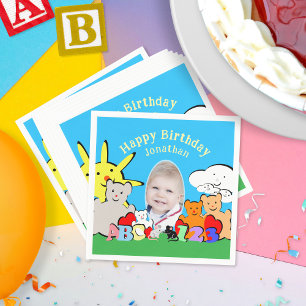 Custom Fun Cute Animals Birthday Party Napkin