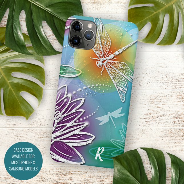 Custom Fun Dragonfly Colourful Modern Spring Flora Case-Mate iPhone Case (Creator Uploaded)