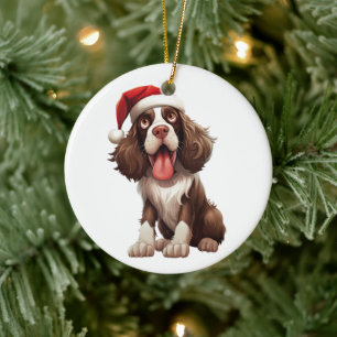 Custom Fun English Springer Spaniel Dog Ceramic Ornament