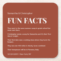 Custom fun fact list Wedding Square Orange