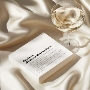Custom Fun Facts Bride Groom Wedding Black White  Napkin