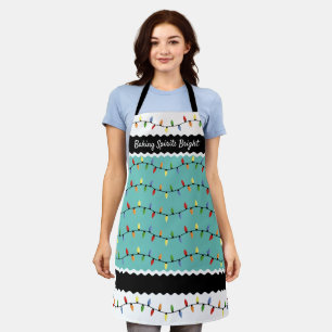 Custom Fun Festive Christmas Tree Lights Pattern Apron