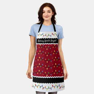 Custom Fun Festive Christmas Tree Lights Pattern Apron