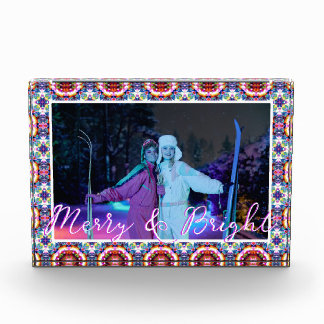 Custom Fun Merry Christmas Blue Pink Best Friends Photo Block