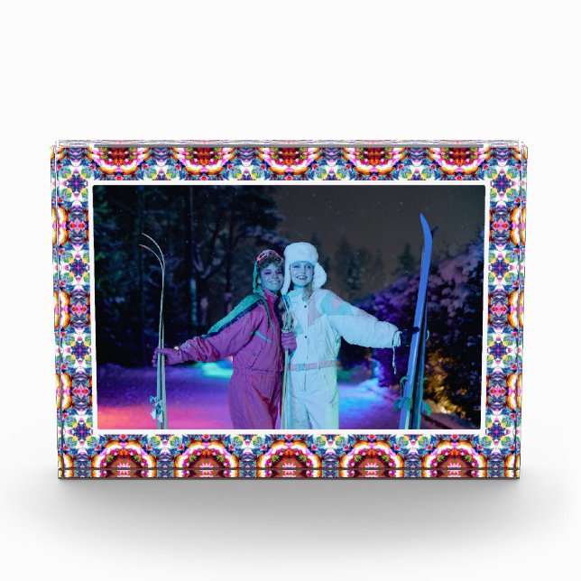 Custom Fun Merry Christmas Dopamine Decor Sisters Photo Block (Front)