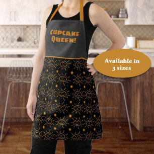 Custom Fun Orange Hand Drawn Sun Pattern Custom Apron