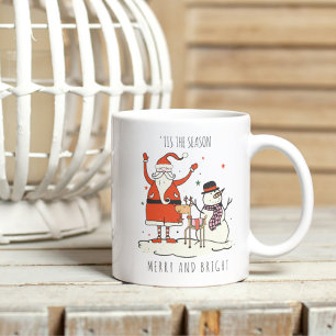 Custom Fun Santa Snowman Reindeer Christmas Hygge  Two-Tone Coffee Mug