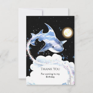 Custom Fun Underwater Shark Birthday Thank You Card