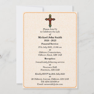 Custom Funeral Rainbow Cross Ceremony Invitation