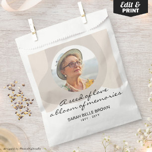 Custom Funeral Seed Packet Favours Memorial Photo  Favour Bag