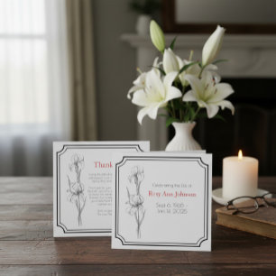 Custom Funeral Thank You Card with Iris Flowers