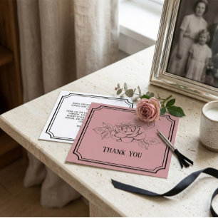Custom Funeral Thank You Card with Rose Flower