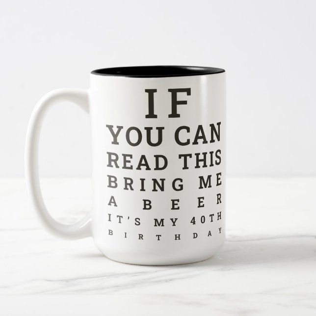 Custom Funny 40th Birthday Turning 40 Drinking Two-Tone Coffee Mug (Left)