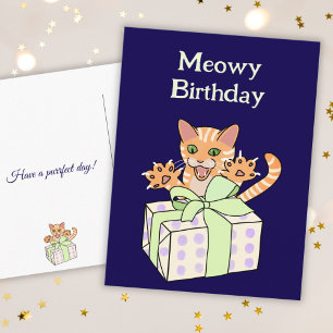 Custom Funny Birthday Cat Cartoon Postcard