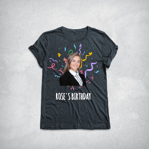 Custom Funny Birthday Girl Face Birthday Crew Tri-Blend Shirt