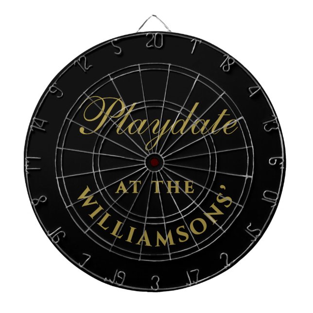Custom Funny Black Gold Minimalist Playdate Chic Dartboard (Front)