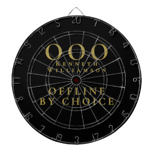 Custom Funny Black Gold OOO Minimalist Simple Men Dartboard
