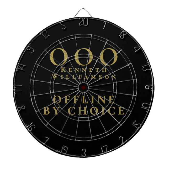 Custom Funny Black Gold OOO Minimalist Simple Men Dartboard (Front)