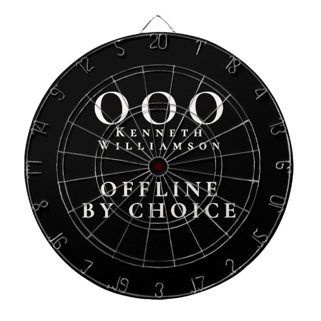 Custom Funny Black White OOO Minimalist Simple Men Dartboard (Front)