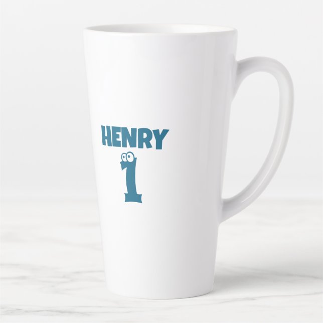 Custom Funny Cartoon Eyes Kids' Birthdays Latte Mug (Right)