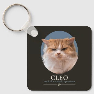 Custom Funny Cat Photo & Name Key Ring