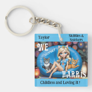 Custom Funny Childless Cat Ladies KAMALA 2024 Key Ring