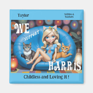 Custom Funny Childless Cat Ladies KAMALA 2024  Magnet